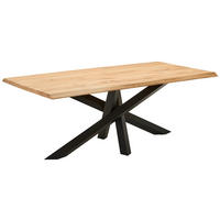 ESSTISCH Wildeiche vollmassiv rechteckig Schwarz, Wildeiche  - Wildeiche/Schwarz, Natur, Holz/Metall (200/100/75cm) - Linea Natura