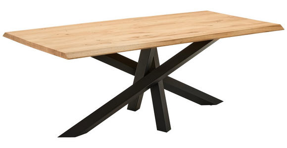 ESSTISCH Schwarz, Wildeiche rechteckig  schnell aufzubauende und stabile Arbeitsfläche  - Wildeiche/Schwarz, Natur, Holz/Metall (200/100/75cm) - Linea Natura