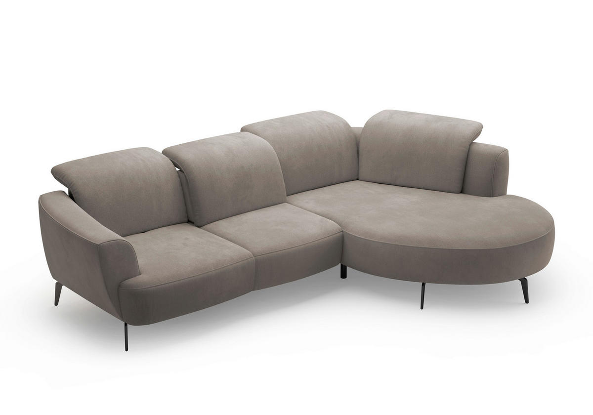 ECKSOFA ZOE E Schlammfarben Flachgewebe  - Schlammfarben/Schwarz, KONVENTIONELL, Textil/Metall (309/199cm) - Sit & More
