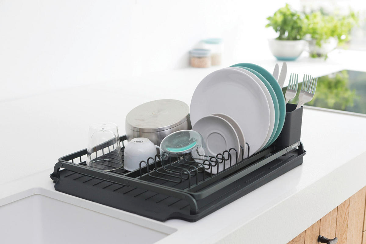 GESCHIRRABTROPFKORB   - Dunkelgrau, Design, Metall (38,6/14,2/49,2cm) - Brabantia