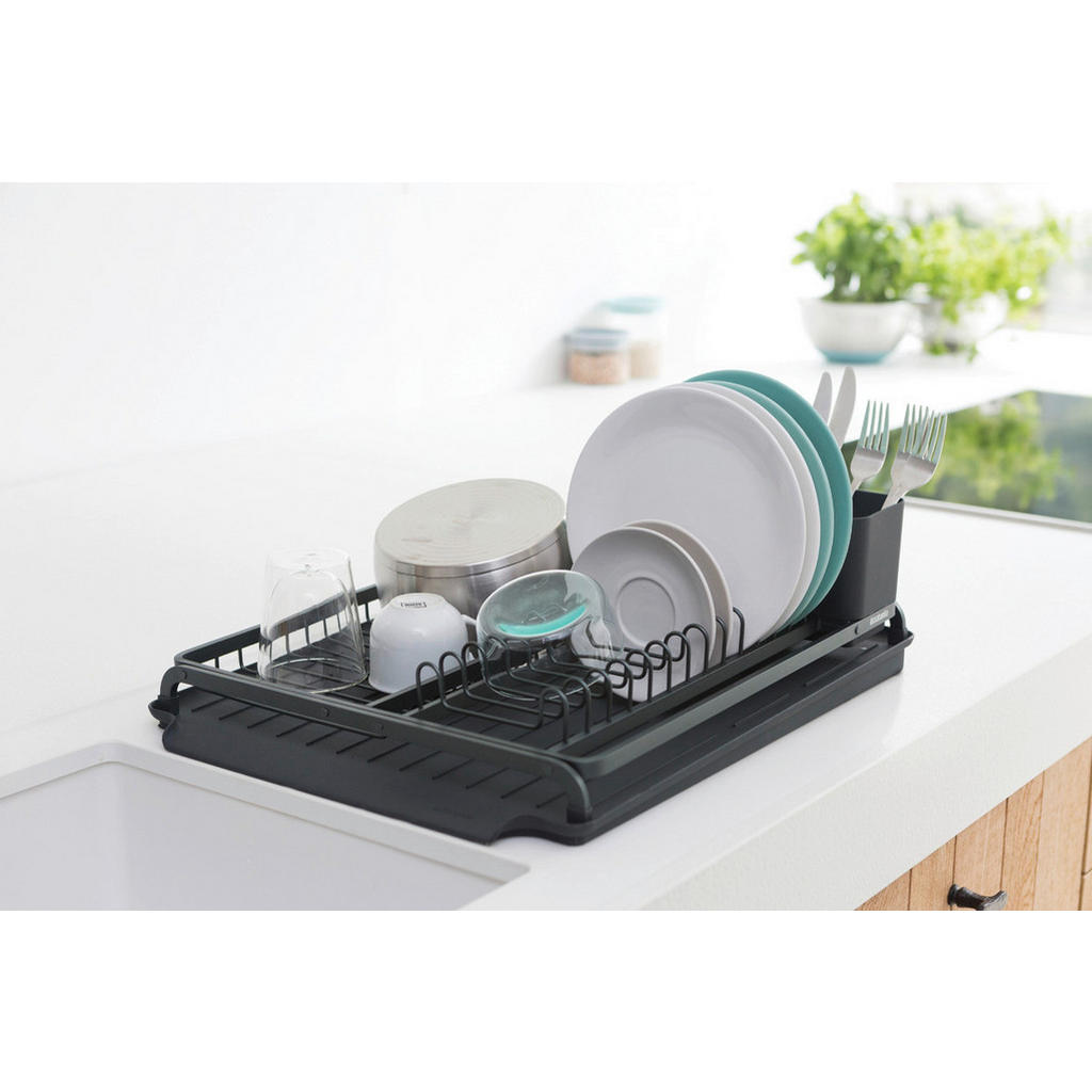 Thumbnail - Brabantia Geschirrabtropfkorb Sink Side, Dunkelgrau, Metall, 38.6x14.2x49.2 cm, Abtropfschale, Bestecksammler, Tellerabl...
