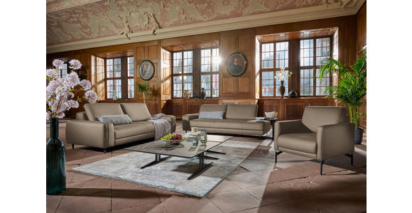 3-SITZER-SOFA  in Echtleder Hellbraun   - Hellbraun/Anthrazit, Design, Leder/Metall (230/70/109cm) - Johann Jakob