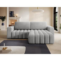 ECKSOFA Samt Hellgrau  - Hellgrau/Schwarz, Design, Kunststoff/Textil (250/175cm) - MID.YOU