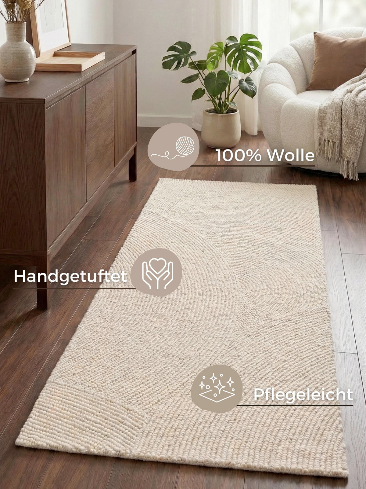 LÄUFER 80/200 cm Calmio  - Creme, Basics, Textil (80/200cm) - Hanse Home
