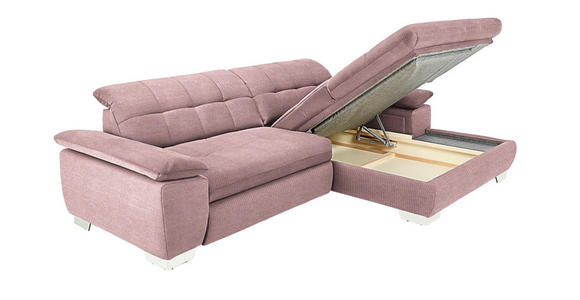 ECKSOFA in Mikrofaser Altrosa 265/180 cm - Chromfarben/Altrosa, Design, Textil/Metall (265/180cm) - Carryhome