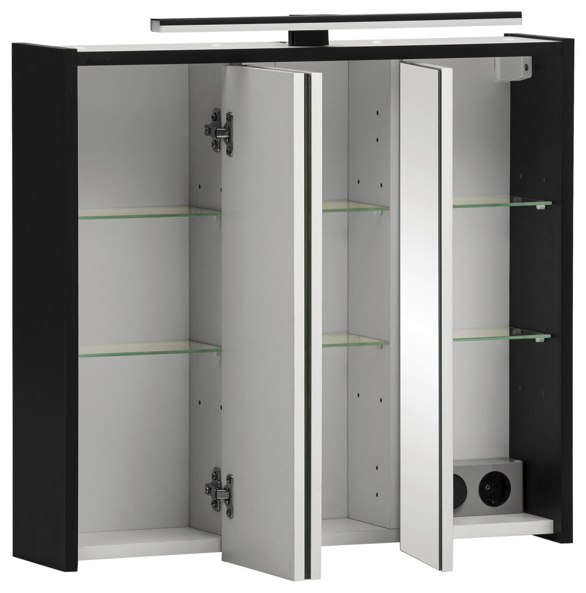 SPIEGELSCHRANK 65/62,7/16 cm  - Schwarz, MODERN, Glas/Holzwerkstoff (65/62,7/16cm) - Stylife