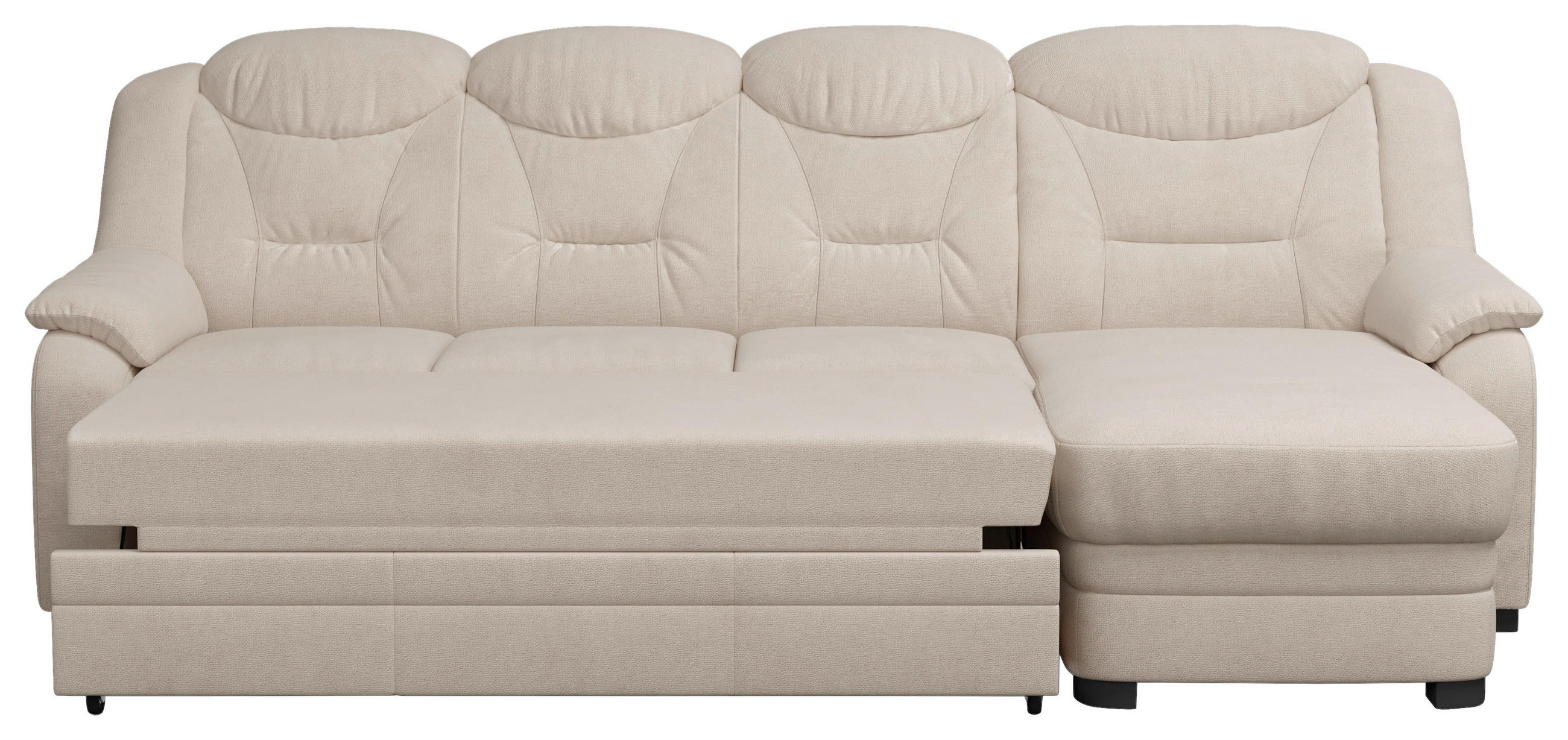 ECKSOFA in Chenille Beige 257/162 cm - Beige/Schwarz, Basics, Kunststoff/Textil (257/162cm) - MID.YOU