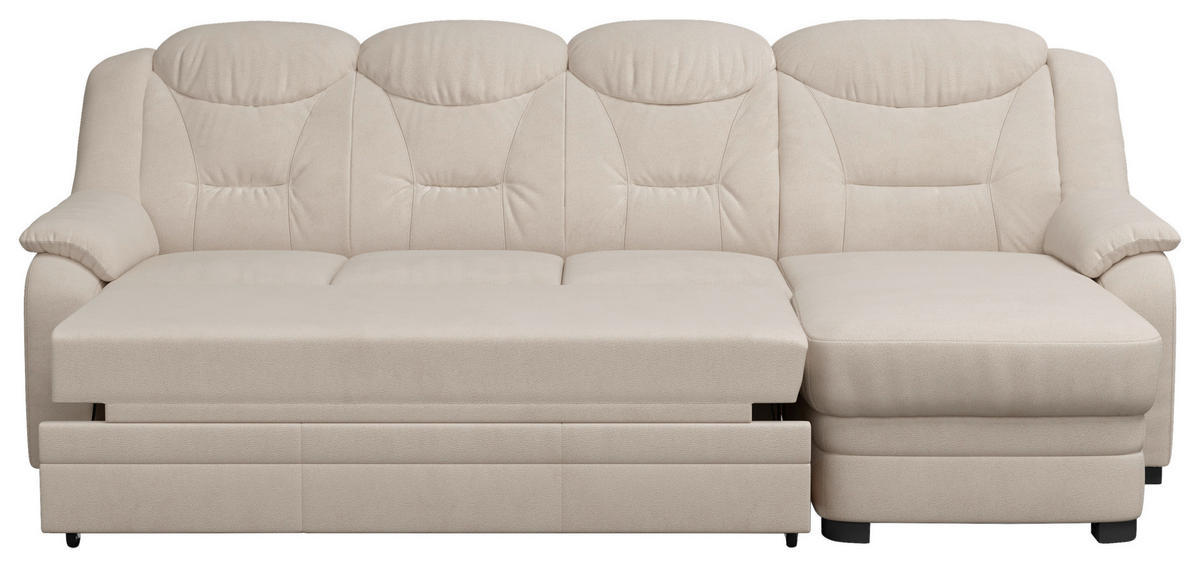 ECKSOFA in Chenille Beige  257/162 cm  - Beige/Schwarz, Basics, Kunststoff/Textil (257/162cm) - MID.YOU