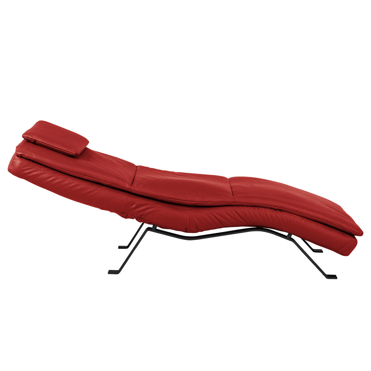 RELAXLIEGE Echtleder Rot  - Rot/Schwarz, Design, Leder/Metall (65/95/171cm) - Celina Home