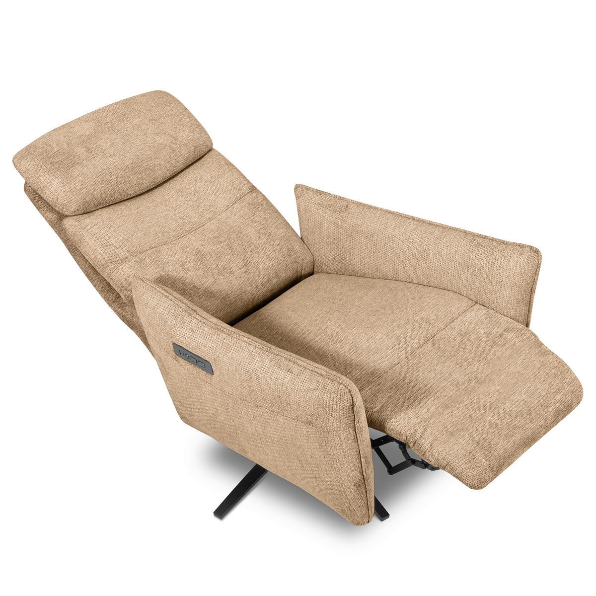 RELAXSESSEL in Textil Sandfarben  - Sandfarben/Schwarz, Design, Textil/Metall (77/107/88cm) - Livetastic