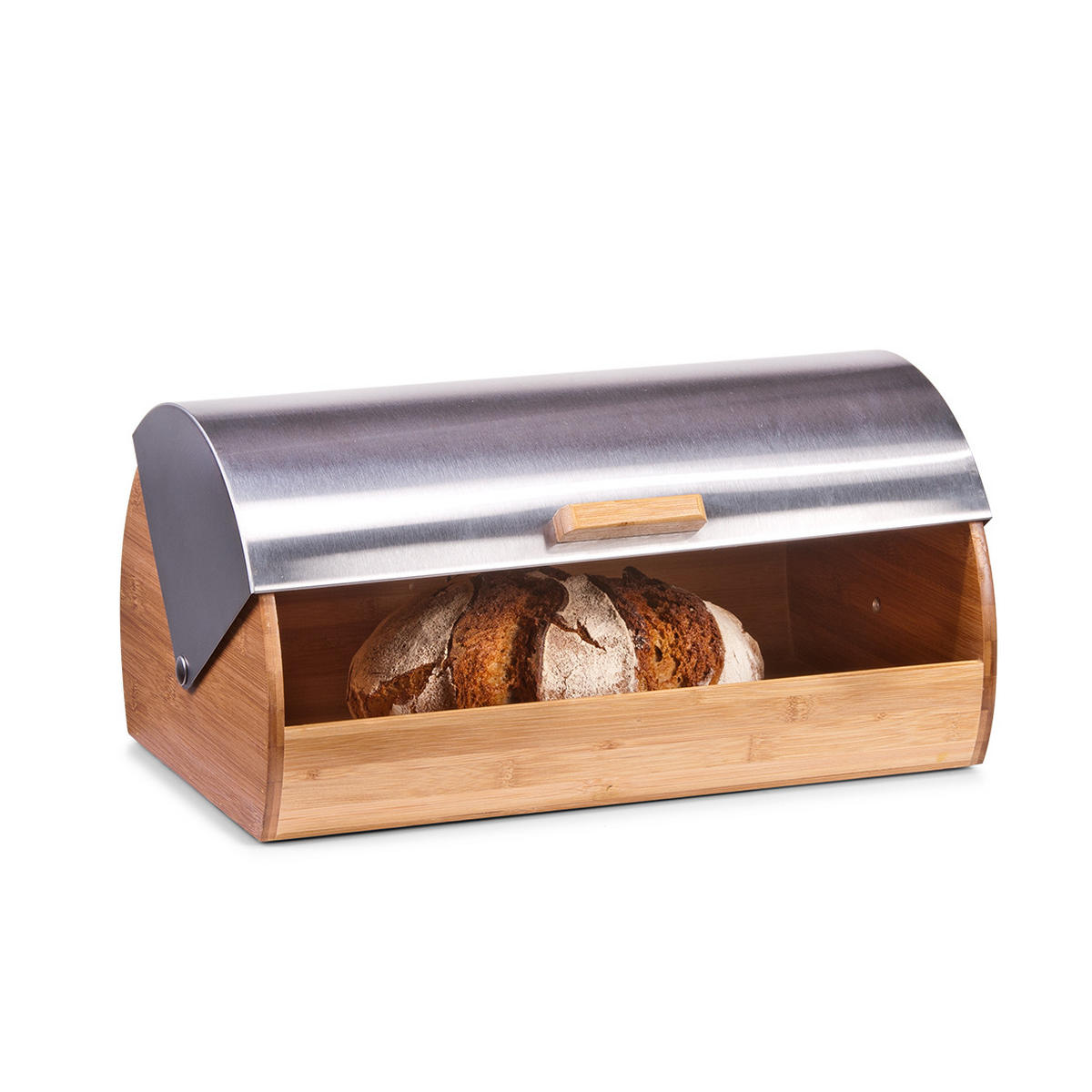 BROTKASTEN 39/25/19 cm  - Edelstahlfarben/Silberfarben, Basics, Holz/Metall (39/25/19cm) - Zeller Present