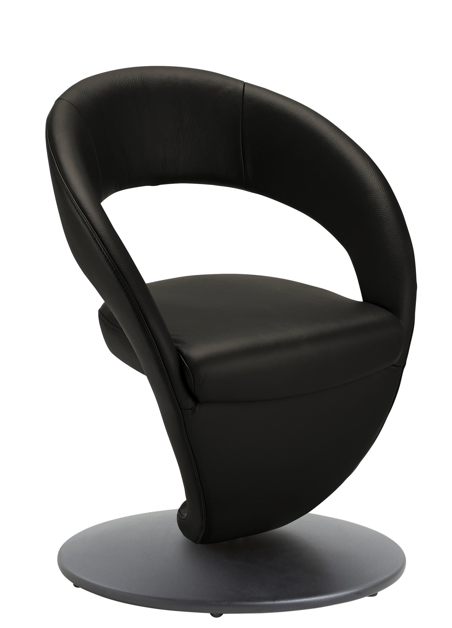 STUHL Echtleder Schwarz  - Schwarz, Design, Leder/Metall (62/86/61cm) - Moderano