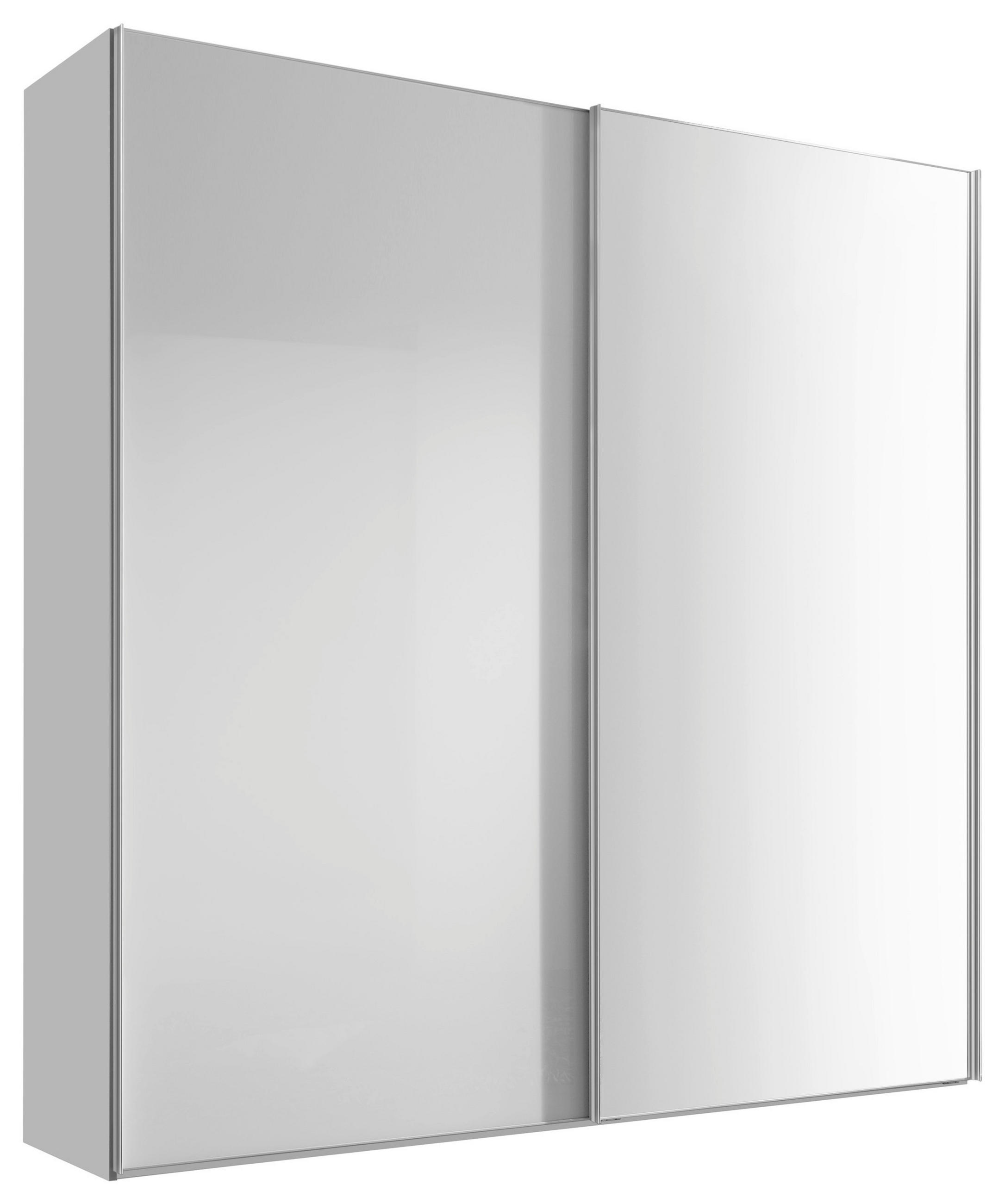 SCHWEBETÜRENSCHRANK 200/222/68 cm 2-türig  - Chromfarben/Weiß, Basics, Glas/Holzwerkstoff (200/222/68cm) - Moderano