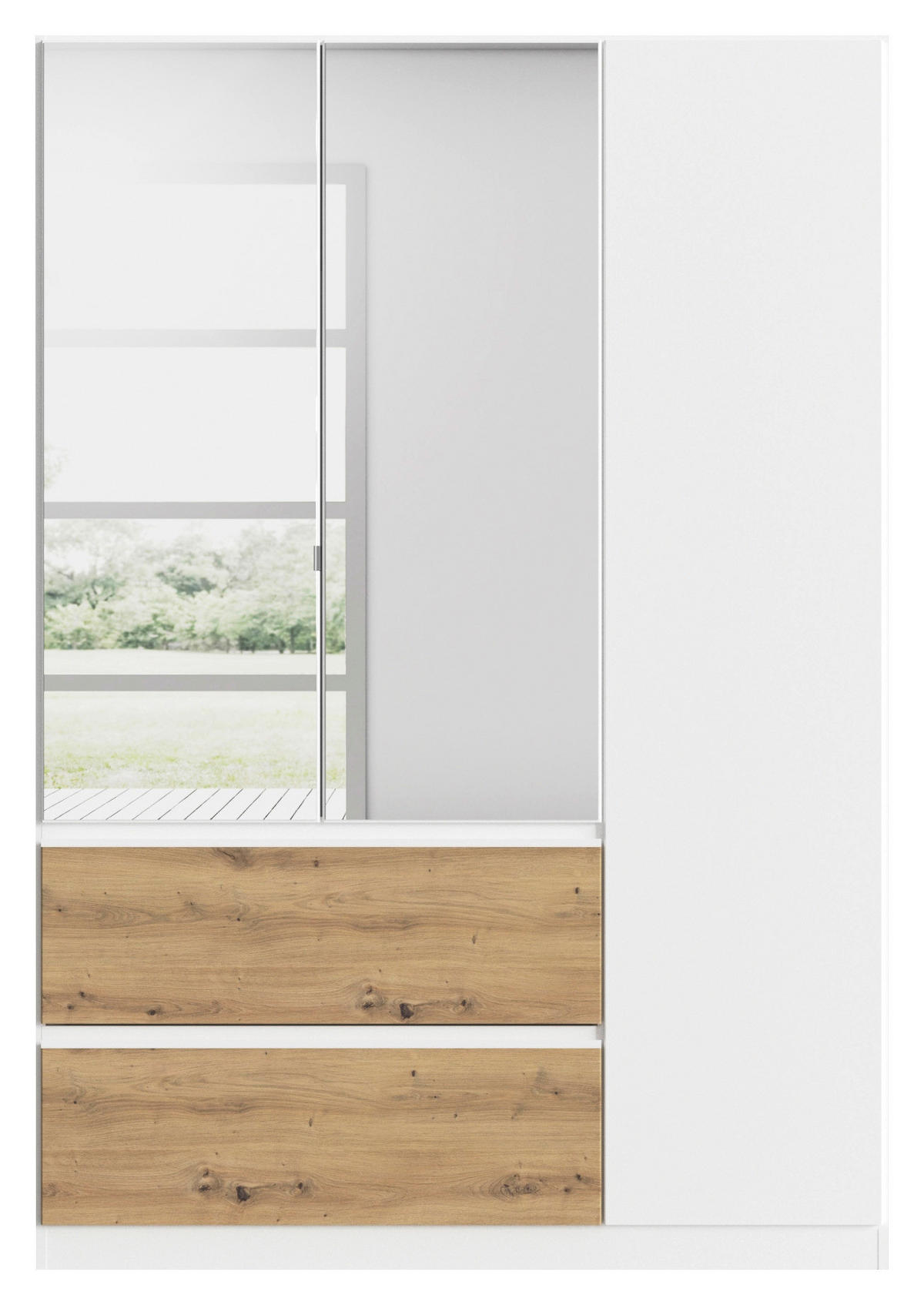 DREHTÜRENSCHRANK in Weiss, Eiche Artisan  - Weiss/Eiche Artisan, Modern, Holzwerkstoff (136/197/54cm) - Rauch Möbel
