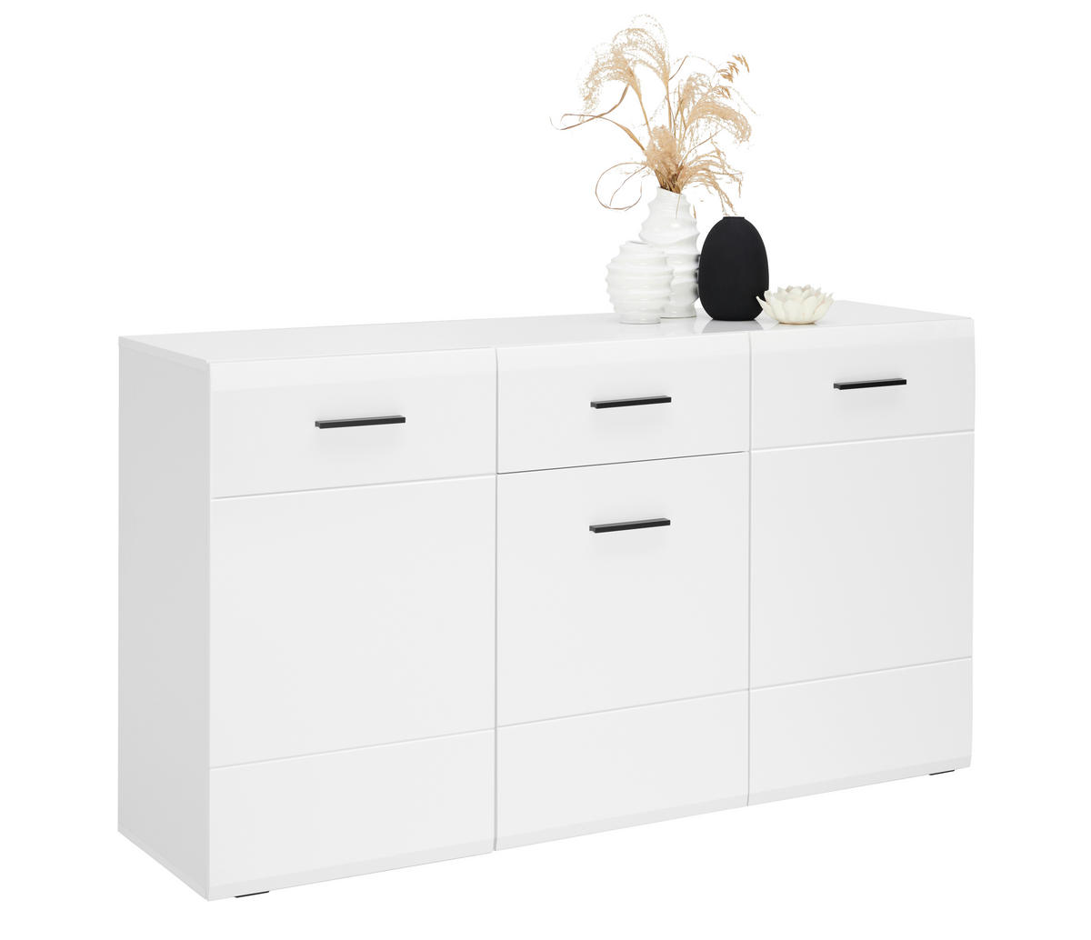 ŠIROKÁ KOMODA, antracitová, bílá, 150/84,6/41,6 cm - bílá/antracitová, Basics, kompozitní dřevo/plast (150/84,6/41,6cm) - Hom`in