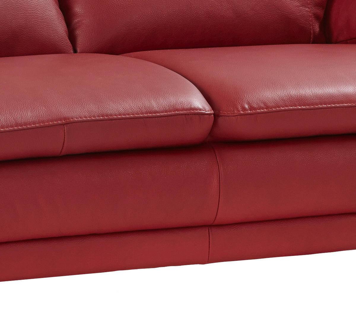 ECKSOFA Rot Kombination Echtleder/Lederlook  - Silberfarben/Rot, KONVENTIONELL, Leder/Metall (246/220cm) - Livetastic