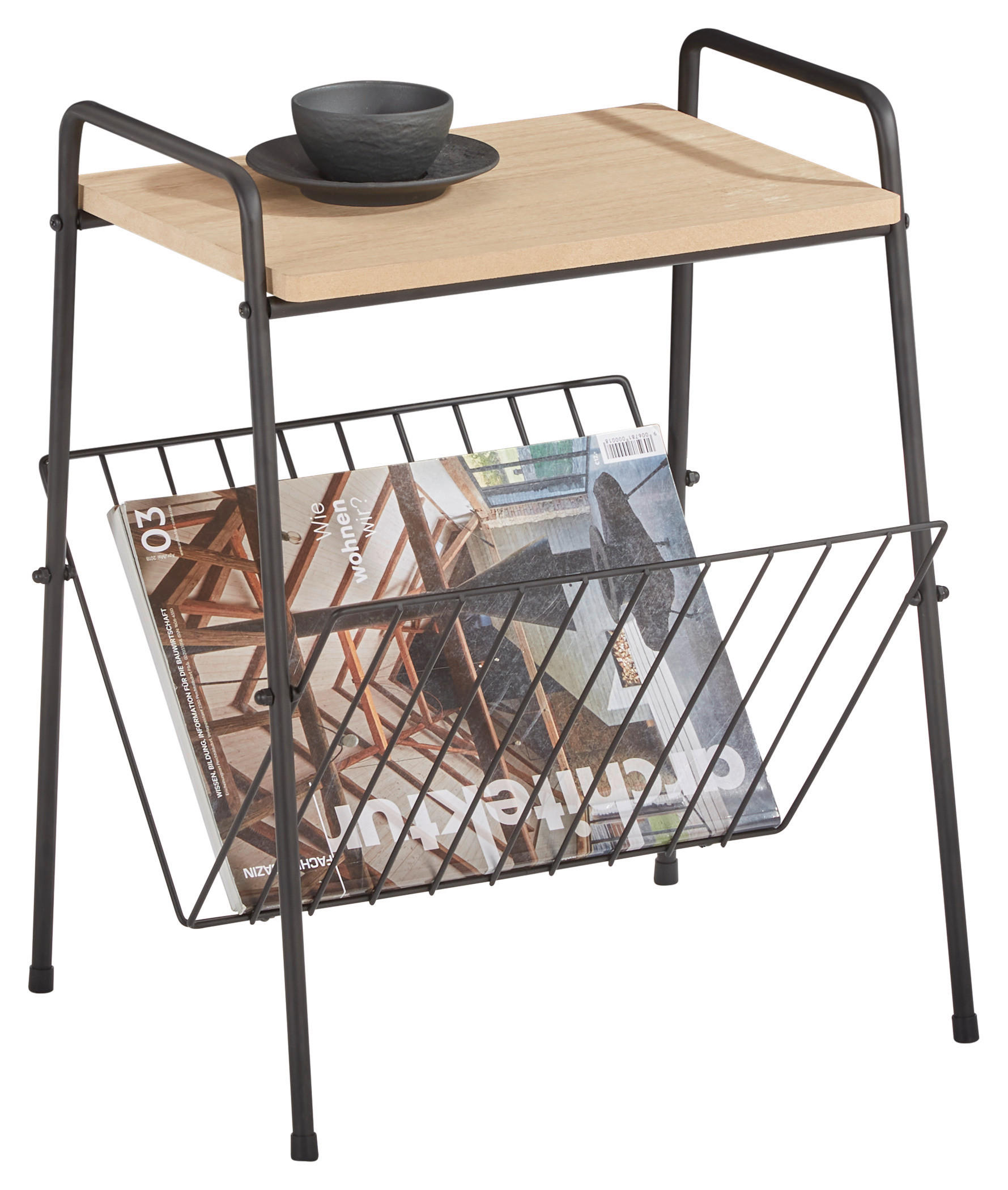 BEISTELLTISCH 36/32/46 cm Naturfarben, Schwarz rechteckig  - Schwarz/Naturfarben, Trend, Holz/Holzwerkstoff (36/32/46cm) - Xora