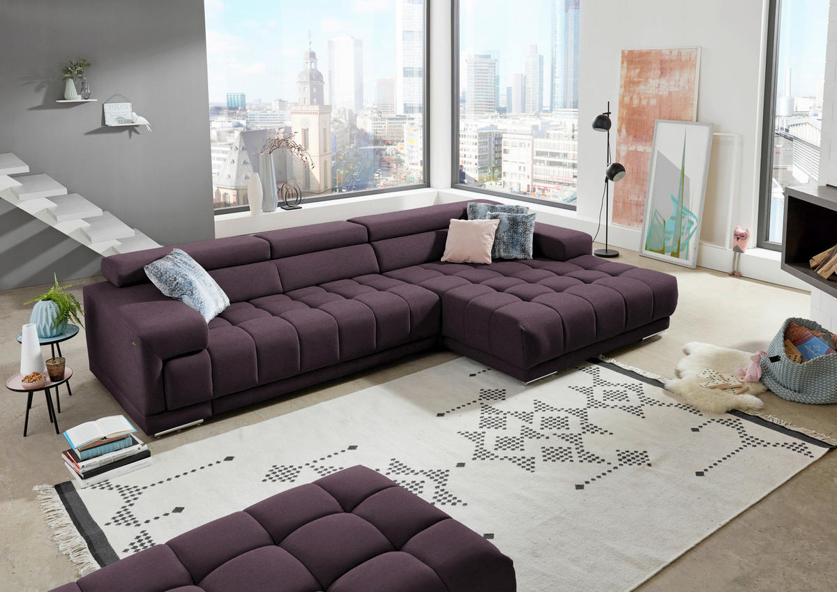 ECKSOFA  in Mikrofaser Lila, Flieder  335/190 cm  - Silberfarben/Lila, Design, Textil/Metall (335/190cm) - Beldomo Speed
