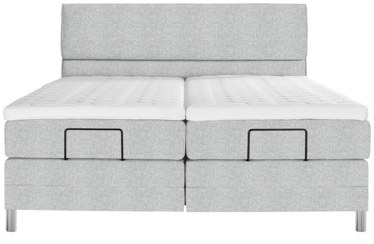 BOXSPRINGBETT 200/200 cm  in Hellgrau  - Chromfarben/Hellgrau, Konventionell, Kunststoff/Textil (200/200cm) - Voleo