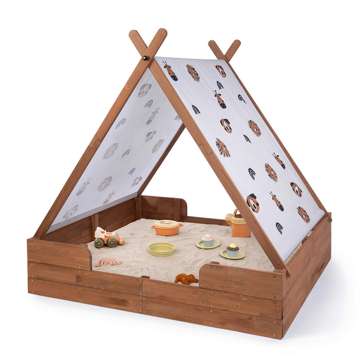 SANDKASTEN SAFARI SEEKER 140/120/140 cm  - Braun, Basics, Holz (140/120/140cm) - MUDDY BUDDY