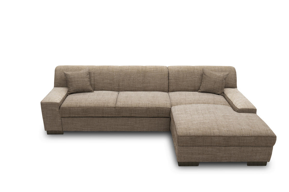 ECKSOFA Braun, Beige Webstoff  - Wengefarben/Beige, Design, Holz/Textil (268/153cm) - MID.YOU