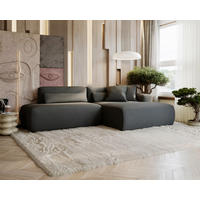 ECKSOFA REVE in Chenille Grau  284/160 cm  - Schwarz/Grau, Design, Kunststoff/Textil (284/160cm) - Livetastic