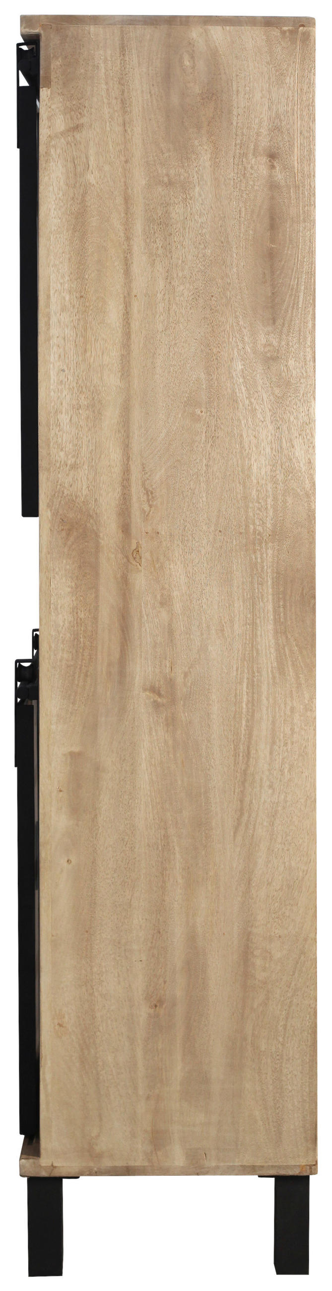 VITRINE  in Hartholz Mangoholz Schwarz, Graubraun  - Graubraun/Schwarz, LIFESTYLE, Glas/Holz (90/180/42cm) - Landscape