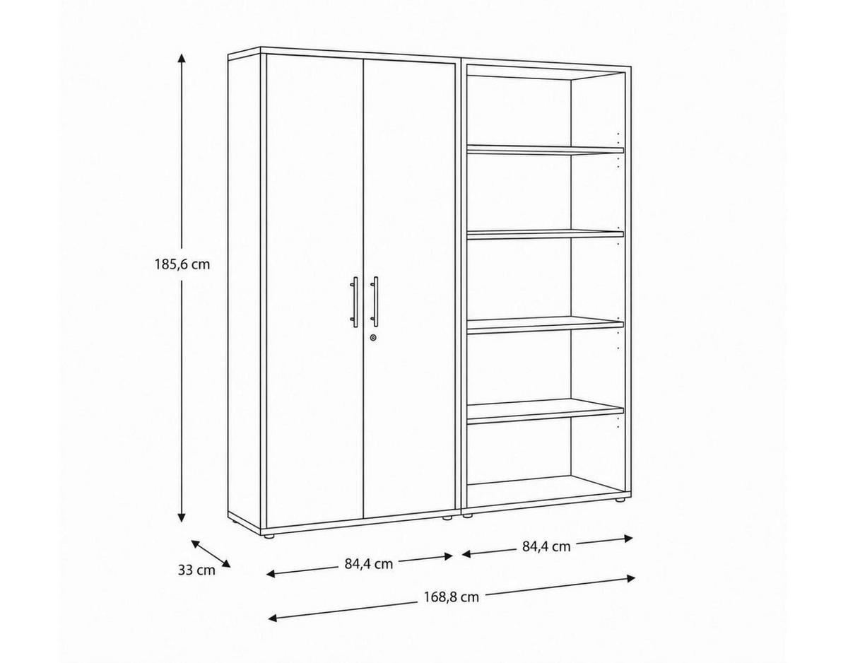 AKTENSCHRANK 168,8/185,6/33 cm  - Anthrazit/Anthrazit Hochglanz, MODERN, Holzwerkstoff (168,8/185,6/33cm) - MID.YOU