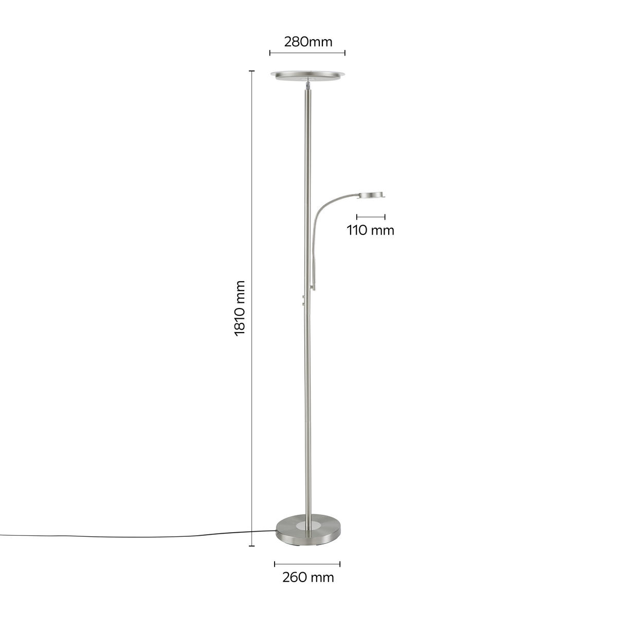 LED-Stehleuchte 30/30/181 cm    - Nickelfarben, KONVENTIONELL, Metall (30/30/181cm)