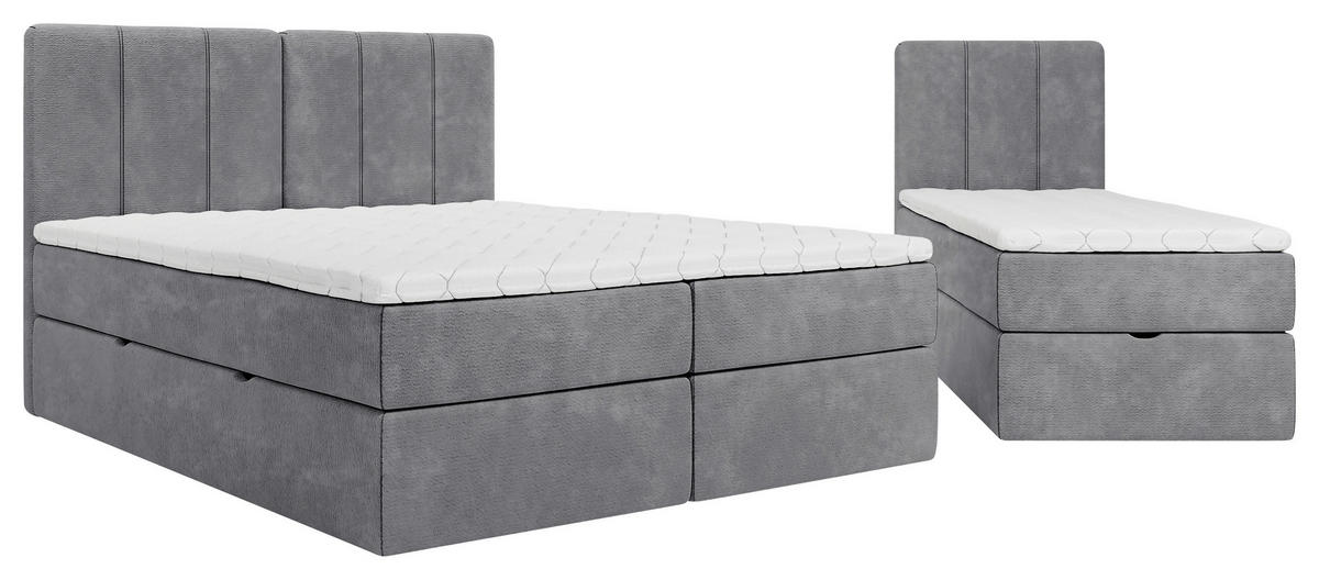 FAMILIENBETT - Schwarz/Grau, Design, Holzwerkstoff/Kunststoff (210/200cm) - Esposa