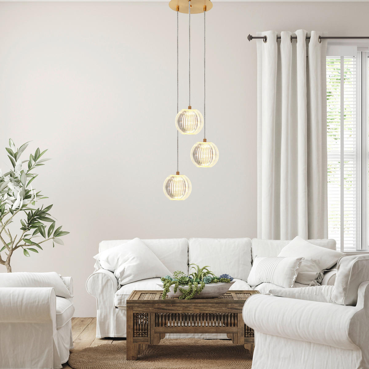 LED-HÄNGELEUCHTE Brillant 145/23.5/23.5 cm  - Goldfarben, Design, Kunststoff (145/23.5/23.5cm)