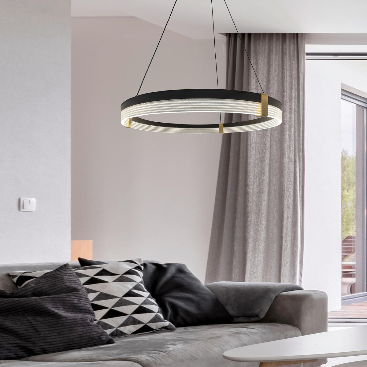 LED-HÄNGELEUCHTE Plum  150/60/60 cm  - Schwarz, Design, Metall (150/60/60cm)
