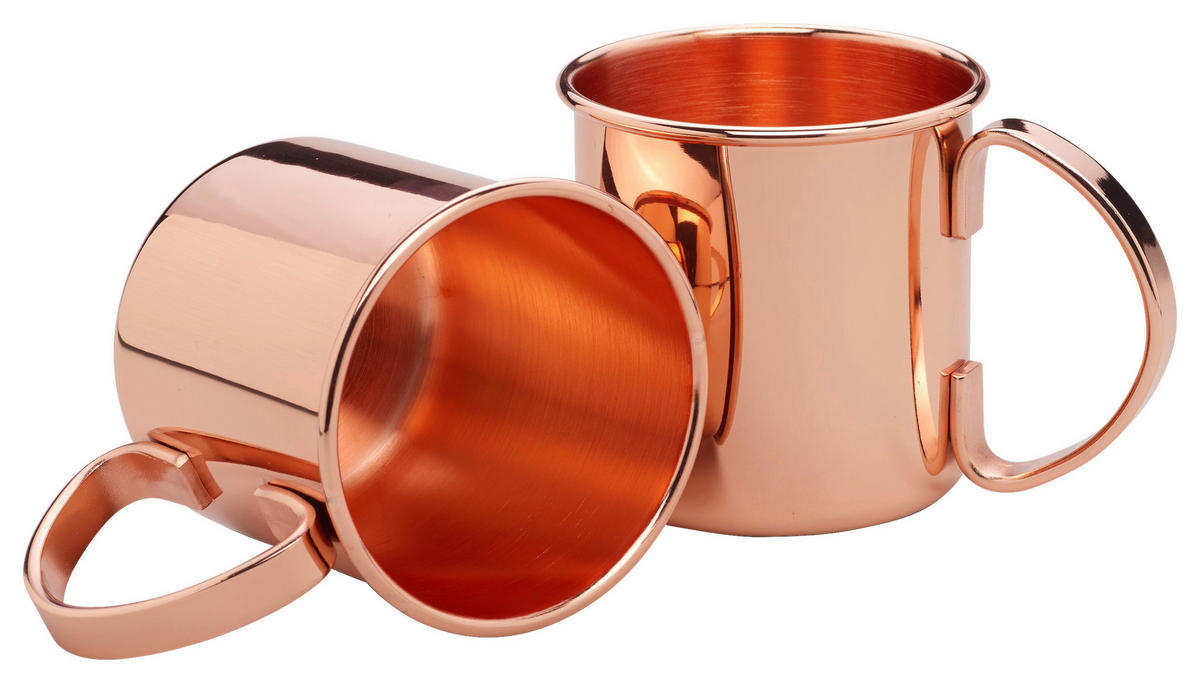 BECHERSET  - Kupferfarben, Design, Metall (9/13,7cm) - Echtwerk