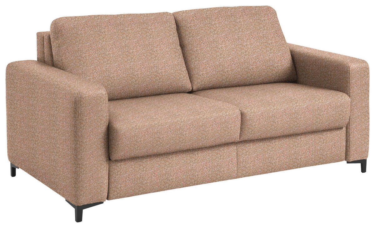 SCHLAFSOFA Webstoff Aprikose Armteil rechts, Armteil links, Rückenfutter, Schlafen auf Sitzhöhe, Stoffauswahl, Fussart wählbar  - Aprikose/Schwarz, Konventionell, Textil/Metall (196/87/103cm) - Dieter Knoll