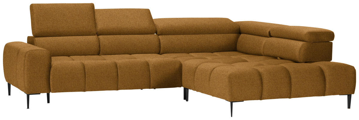 ECKSOFA in Webstoff Currygelb  300/216 cm  - Currygelb/Schwarz, Design, Textil/Metall (300/216cm) - Welnova