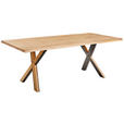 ESSTISCH in Holz, Metall 200/100/76 cm  - Eichefarben/Schwarz, Natur, Holz/Metall (200/100/76cm) - Linea Natura