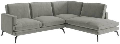 ECKSOFA Grau Flachgewebe  - Champagner/Schwarz, Design, Textil/Metall (250/202cm) - Livetastic