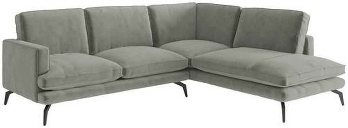 ECKSOFA in Flachgewebe Grau  - Champagner/Schwarz, Design, Textil/Metall (250/202cm) - Livetastic