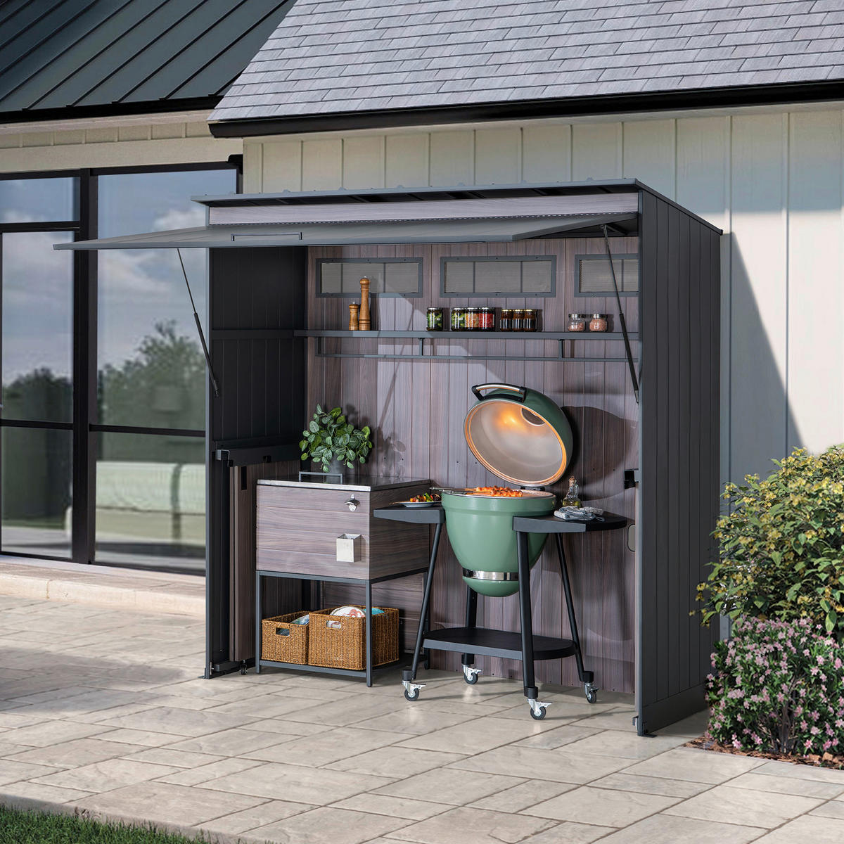GARTENHAUS - Anthrazit/Dunkelbraun, Basics, Metall (220/226/94cm) - Modante
