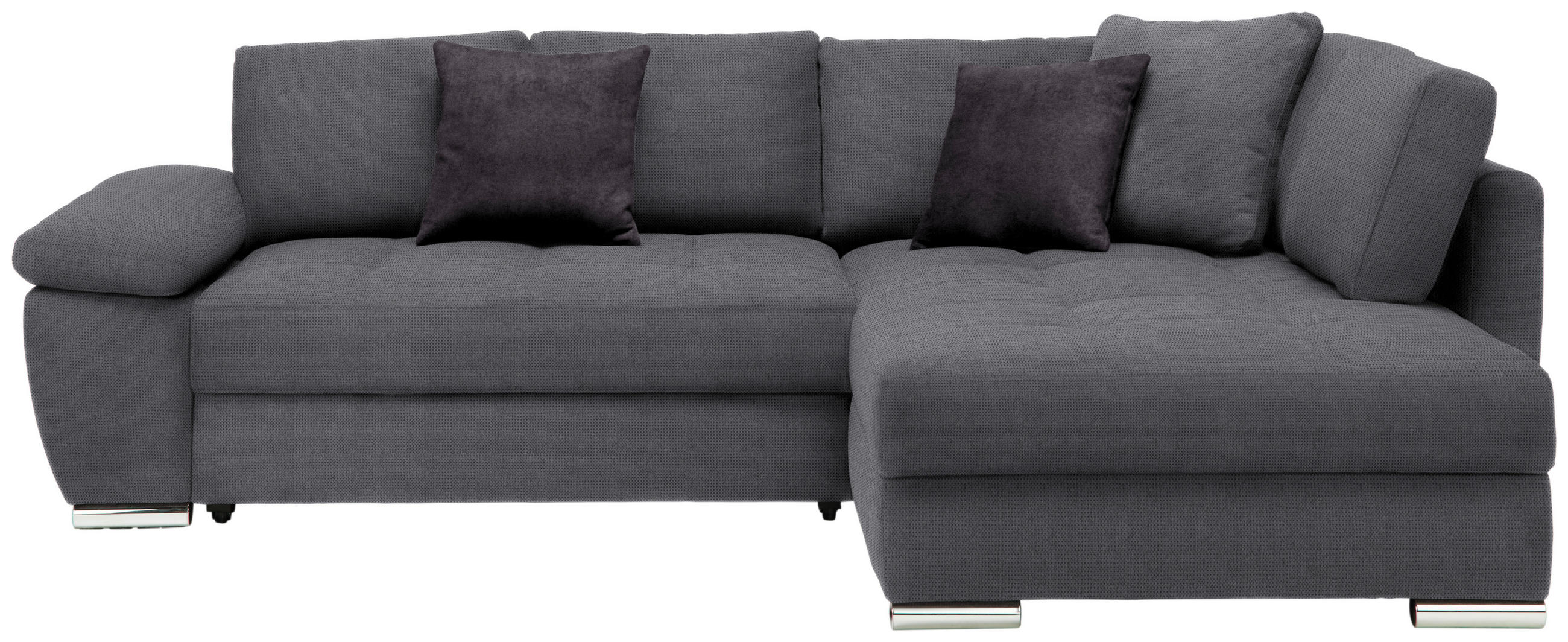 ECKSOFA in Webstoff Grau  276/212 cm  - Chromfarben/Dunkelgrau, Design, Kunststoff/Textil (276/212cm) - Carryhome