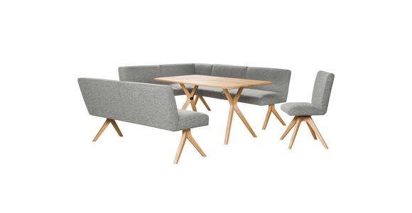 ECKBANK 172/218 cm Webstoff Hellgrau Eiche vollmassiv   - Eichefarben/Hellgrau, KONVENTIONELL, Holz/Textil (172/218cm) - Linea Natura