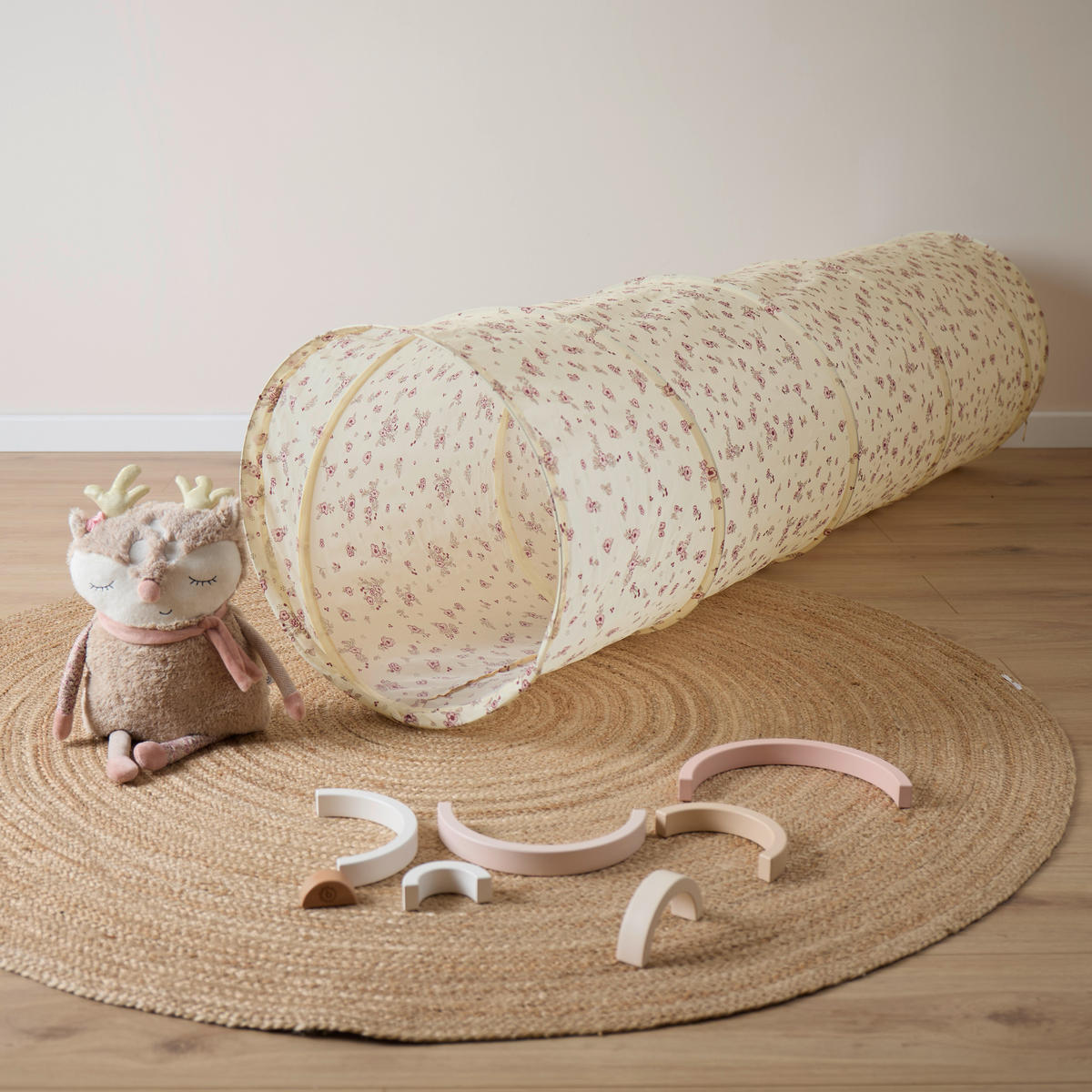 SPIELTUNNEL Ella Pop Up Tunnel Vintage Flowers  - Beige, Basics, Textil (44/175cm)