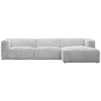 ECKSOFA in Cord Grau  - Schwarz/Grau, Design, Kunststoff/Textil (332/163cm) - Livetastic