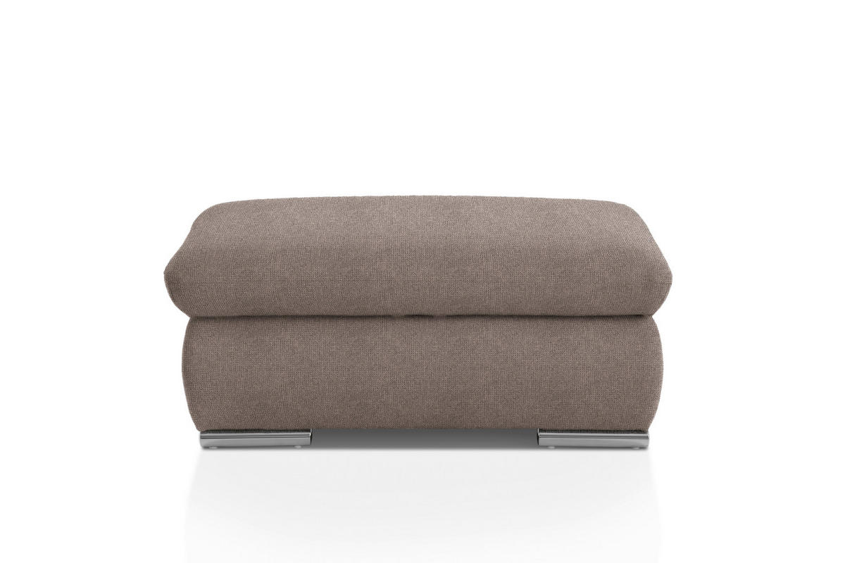 HOCKER Chenille Taupe  - Taupe/Chromfarben, Design, Textil/Metall (101/45/74cm) - Livetastic