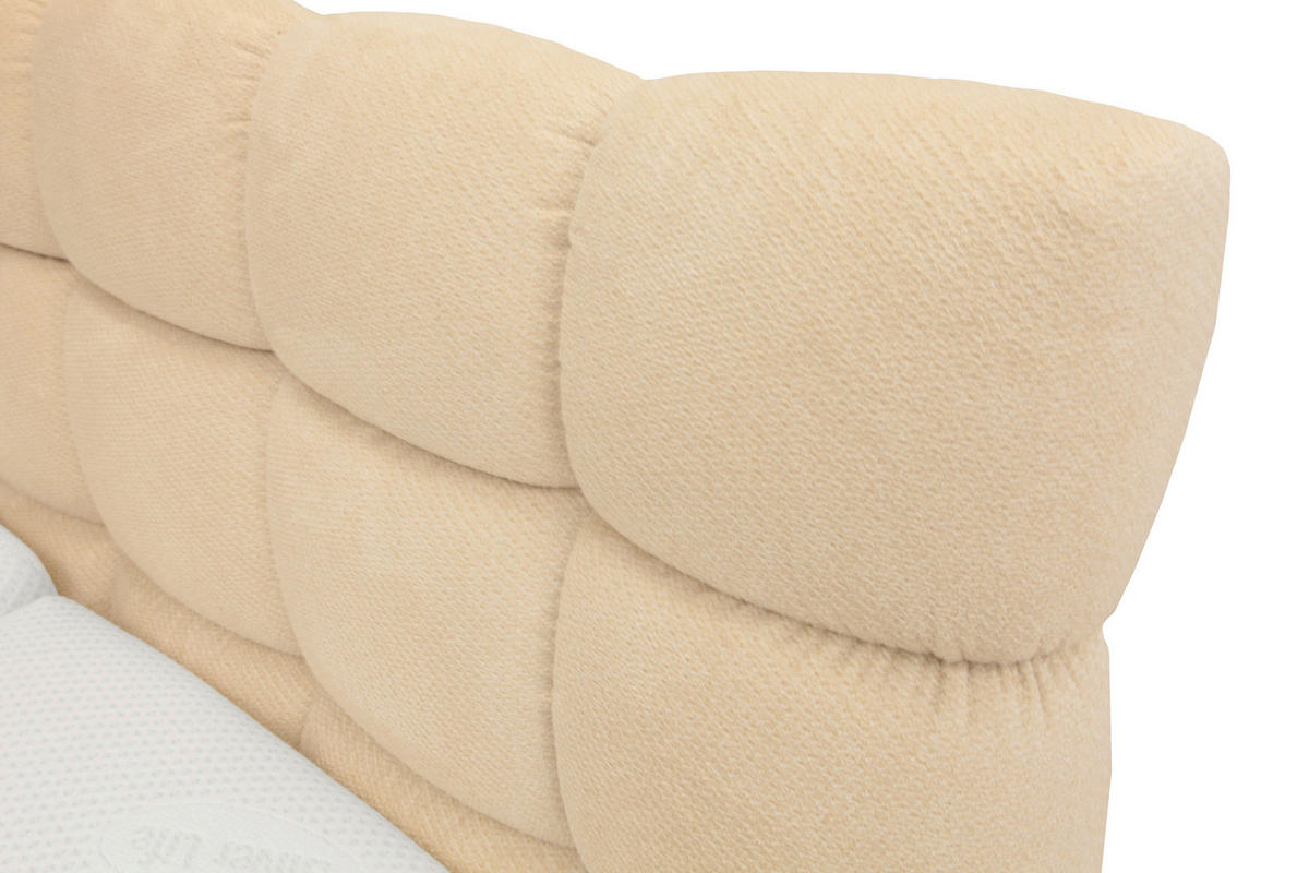 BOXBETT 180/200 cm,  in Beige, Bettkasten, Topper, H3 + H3 = fest  - Beige/Schwarz, Trend, Textil/Metall (180/200cm) - Esposa
