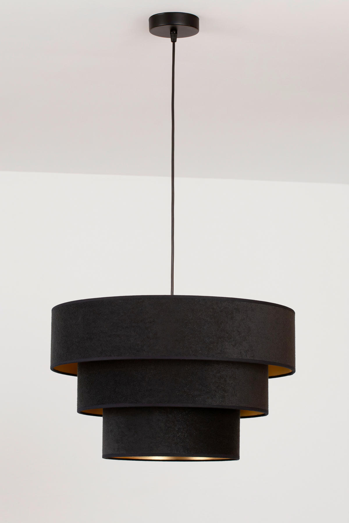 HÄNGELEUCHTE Luneta Nero 45/95 cm   - Schwarz, Design, Textil (45/95cm)