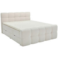 BOXBETT 180/200 cm,  in Ecru, Bettkasten, Topper, H3 + H3 = fest  - Ecru/Schwarz, Design, Kunststoff/Textil (180/200cm) - Moderano