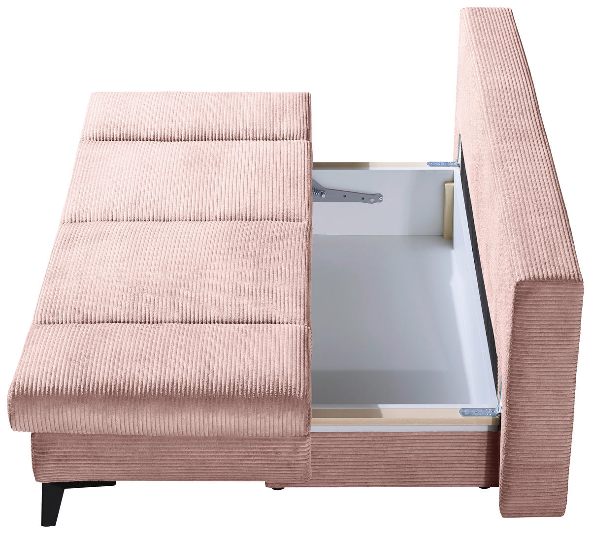SCHLAFSOFA Cord Altrosa  inkl. Bettkasten, Schlaffunktion, Armteilverstellung  - Schwarz/Altrosa, Design, Textil/Metall (200/85/90cm) - Novel