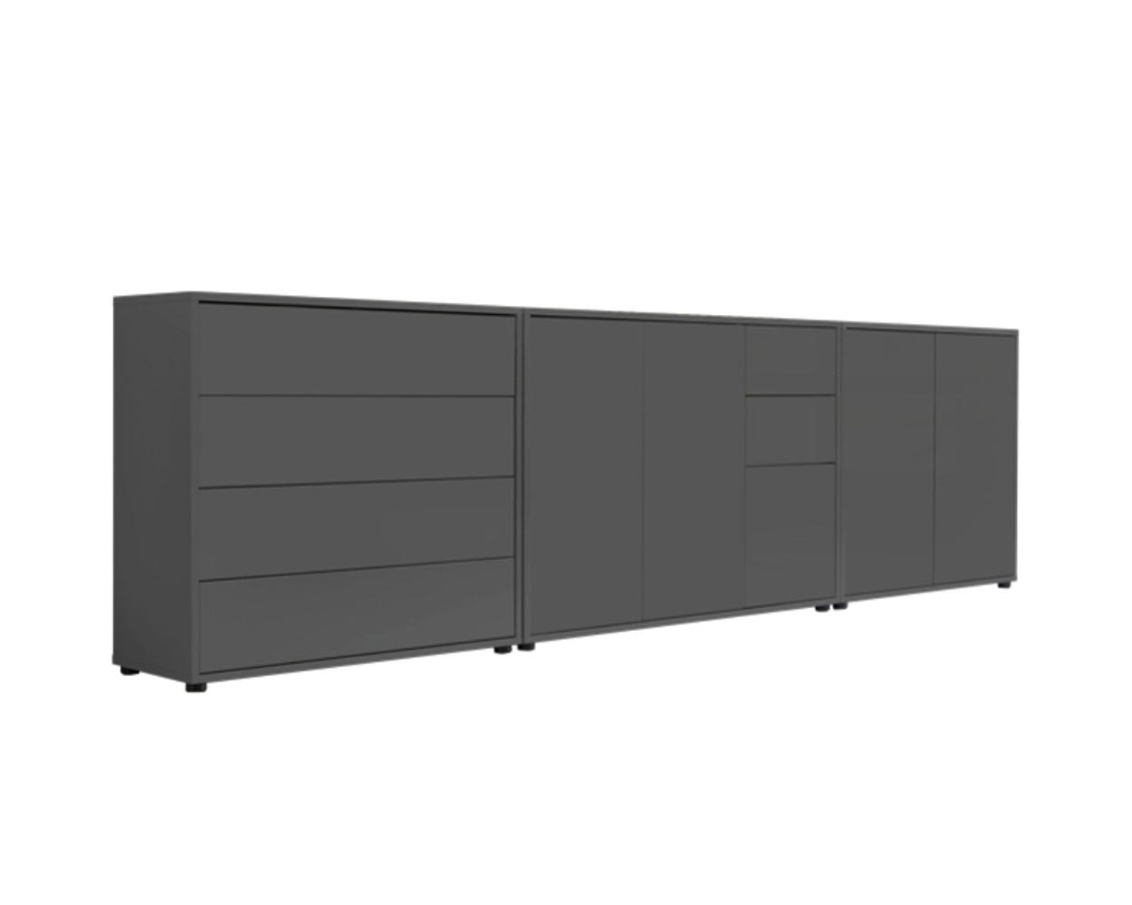 E-shop MID.YOU ŠIROKÁ KOMODA, antracitová, 263,5/73/33 cm
