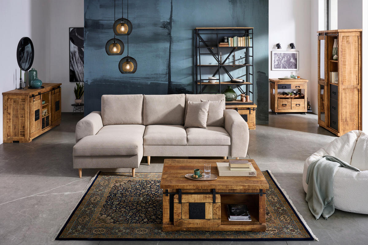 ECKSOFA in Webstoff Beige  - Beige/Naturfarben, Konventionell, Holz/Textil (145/250cm) - MID.YOU